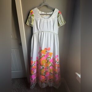 Handmade Vintage Hawaiian Textiles Floral Maxi Dress, Size 8 (approx)